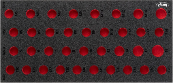 VIGOR 2-Komponenten Weichschaum-Einlagen, Einlagenmaß / Schubladengröße: S (188 x 393 x 35 mm), Verwendung: V5099, V5099-L