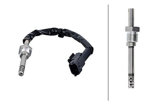 HELLA Sensor, Abgastemperatur, 2-polig, geschraubt, Kabel: 150mm, 6PT 010 376-451