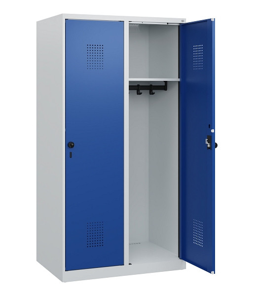 C+P Spind Evolo PLUS, 2 Abteile, 1530x800x500mm, 7035/5010, Drehriegel, 0490005-22 S10006