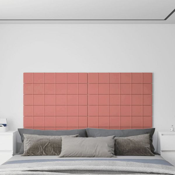 vidaXL Wandpaneele 12 Stück Rosa 90x15 cm Samt 1,62 m², 344108