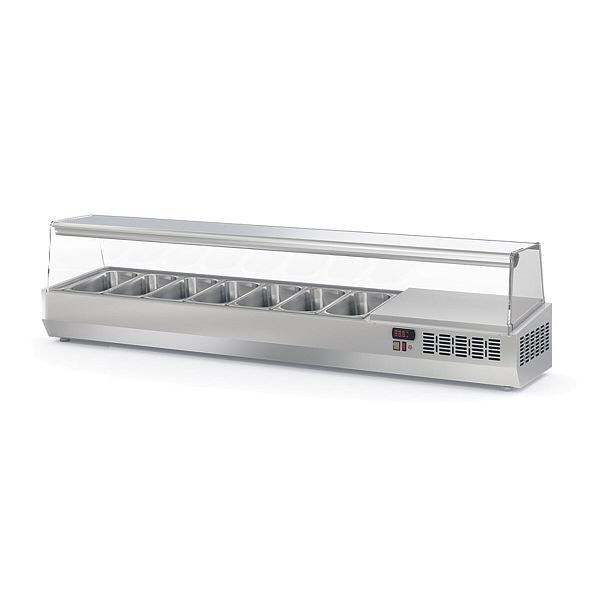 Vaiotec TOPLINE Kühlaufsatz mit Glasabdeckung 7xGN1/3, 1795 x 396 mm, 11885