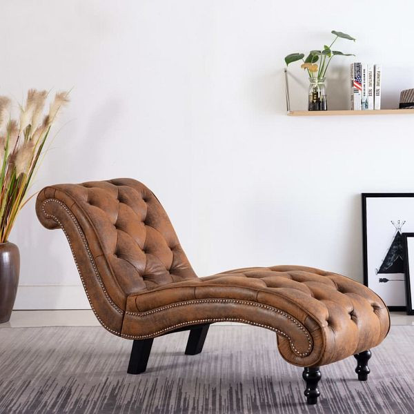 vidaXL Chaiselongue Braun Wildleder-Optik, Material: Polyester: 100%, 248607