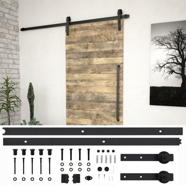 vidaXL Schiebetürbeschlag-Set SKIEN 200 cm Stahl Schwarz, 145265