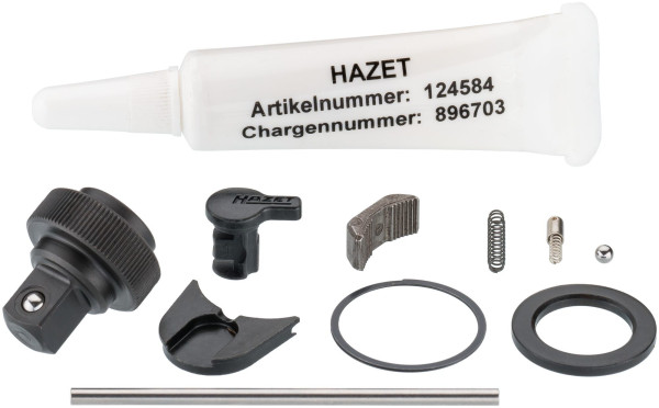 Hazet Ersatzteil Satz Knarr-Rad, 6,3 = 1/4" Außen-Vierkant bestehend aus: Sperrstück, Druckfeder, Kugel, Federhülse, Umschalthebel, Deckscheibe, 863HP/11
