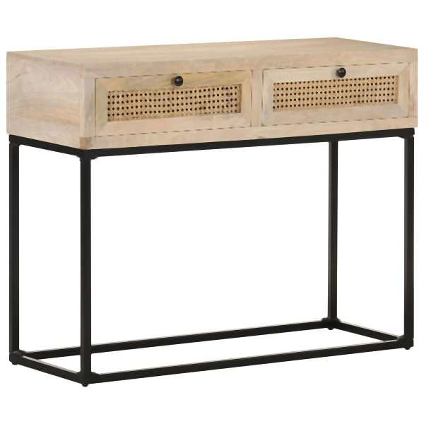vidaXL Konsolentisch 100x35x76 cm Mango Massivholz und Rohrgeflecht, 323512