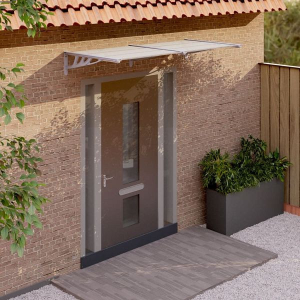 vidaXL Türvordach Grau und Transparent 199x90 cm Polycarbonat, 153692