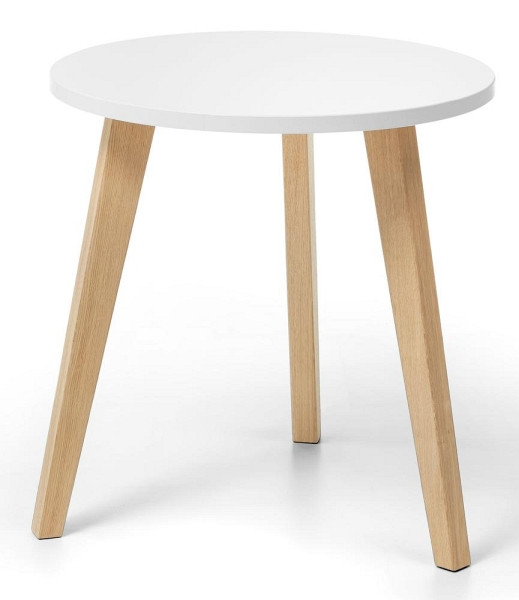 Deskin Beistelltisch OAK, Dekor weiß, Beine Eiche massiv, D 650 x H 630 mm, 293273