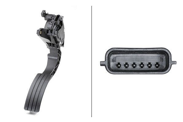 HELLA Sensor, Fahrpedalstellung, für Linkslenker, 6-polig, Schaltgetriebe, automatisch betätigt, 6PV 009 978-731