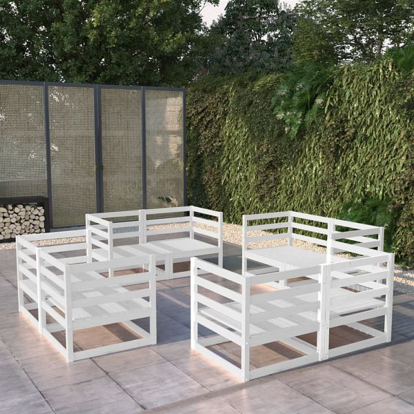 vidaXL 8-teilig Garten-Lounge-Set Weiß Massivholz Kiefer, 3075285