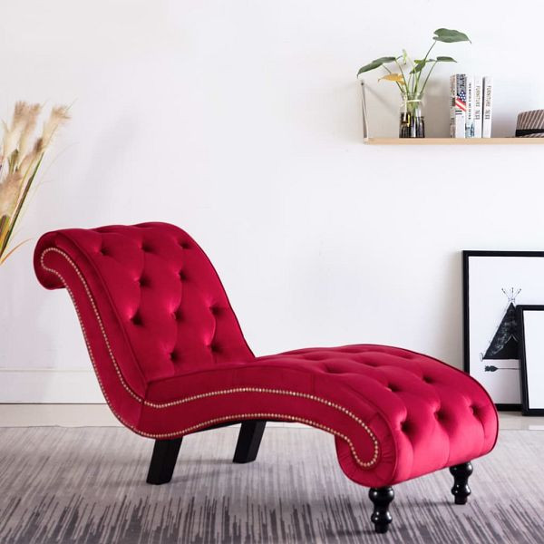 vidaXL Chaiselongue Rot Samt, Material: Polyester: 100%, 248613