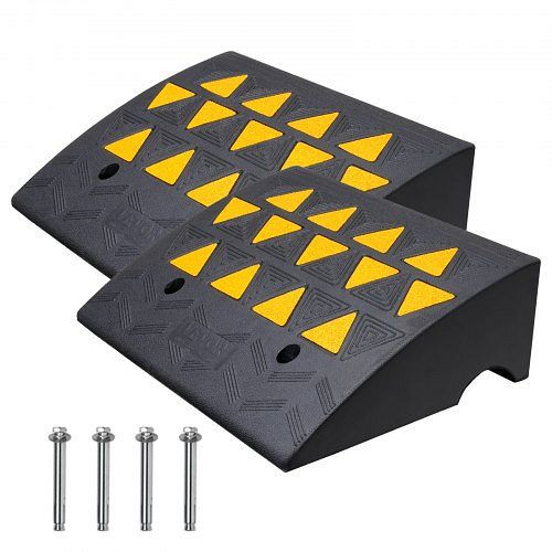 VEVOR Schwellenrampe Vollgummi Türschwellenrampe Max. Tragfähigkeit bis zu 15Tonnen Bordsteinrampe 49,1x37x15,2cm, VE: 2 Stück, SJDLYPDGB2197XHMWV0