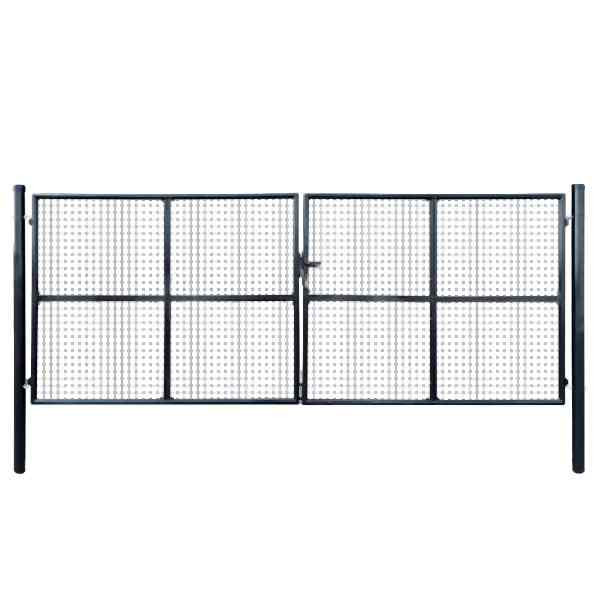 vidaXL Mesh-Gartentor Verzinkter Stahl 400 x 150 cm Grau, 143377