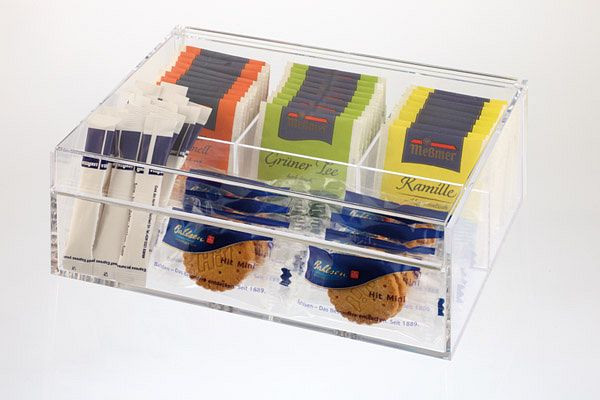 APS Teebox / Multibox, 22 x 17 cm, Höhe: 9 cm, MS, 3 Fächer für kuvertierte Teebeutel, 11563