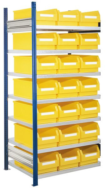 Kappes RasterPlan Anbau-Steckregal mit Lagersichtkästen Mod 15, 2000 x 1000 x 600 mm, AF RAL 5010, Inklusiv 21 x Größe 2, 5203.01.1221
