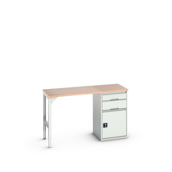 bott verso Unterbauwerkbank (Multiplex) mit 2 Schubladen, 1 Tür (Breite: 525mm) BxTxH: 1500 x 600 x 930 mm, Lichtgrau / Lichtgrau, 16921902.16