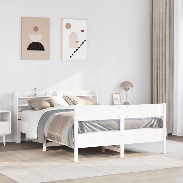 vidaXL Massivholzbett ohne Matratze Weiß 160x200 Kiefernholz, 3306922