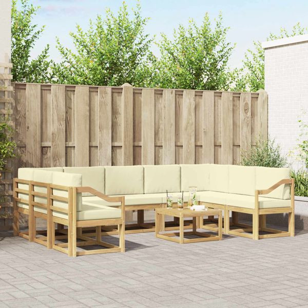 vidaXL Outdoor-Sofagarnitur 10-teilig Weiß und Creme 59 x 59 x 37 cm, 3388269