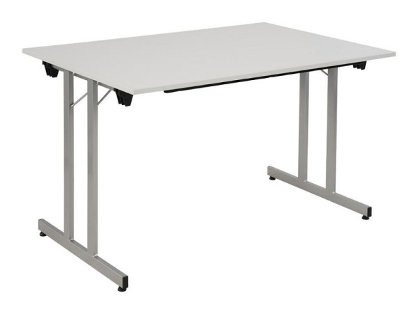 Deskin Klapptisch / Mehrzwecktisch, Platte Dekor Lichtgrau, Gestell Alusilber, B 1200 x T 600 x H 720 mm, 349453