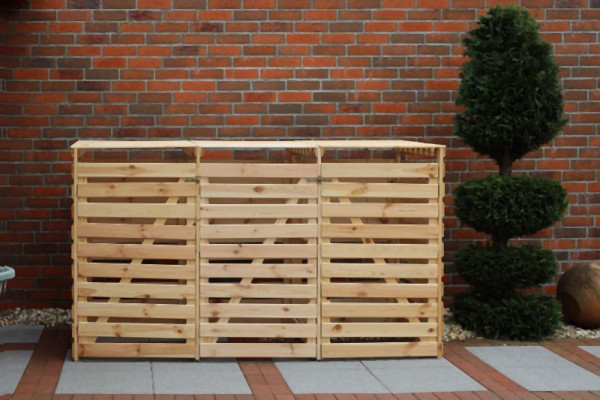 Promex Mülltonnenbox Vario V für 3 Tonnen, natur, Lärche, 712303