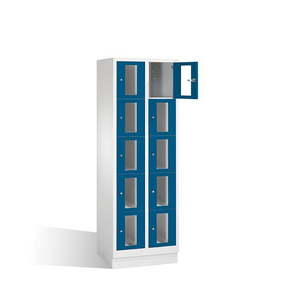 C+P Schließfachschrank Classic, H1800xB610xT500mm, Farbe: Lichtgrau / Enzianblau, 8020A205 S10002