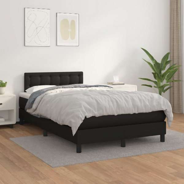 vidaXL Boxspringbett mit Matratze Schwarz 120x200 cm Kunstleder, 3141113