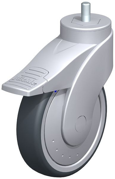 Blickle LWGX-TPA 126XK-FI-FK-GSX10 Kunststoff-Lenkrolle WAVE, rostfrei, mit Gewindestift & Feststeller, Thermoplastisches Gummi-Elastomer, Grau, 745109