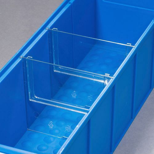 DENIOS Trennstege für Regalkästen classic-line A1-3 B, PP, transparent, VE: 4 Stück, 265164