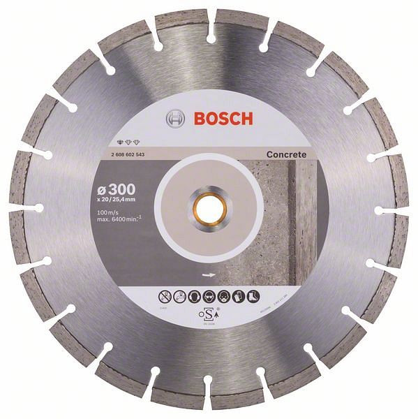 Bosch Diamanttrennscheibe Standard for Concrete, 300 x 20,00/25,40 x 2,8 x 10 mm, 2608602543