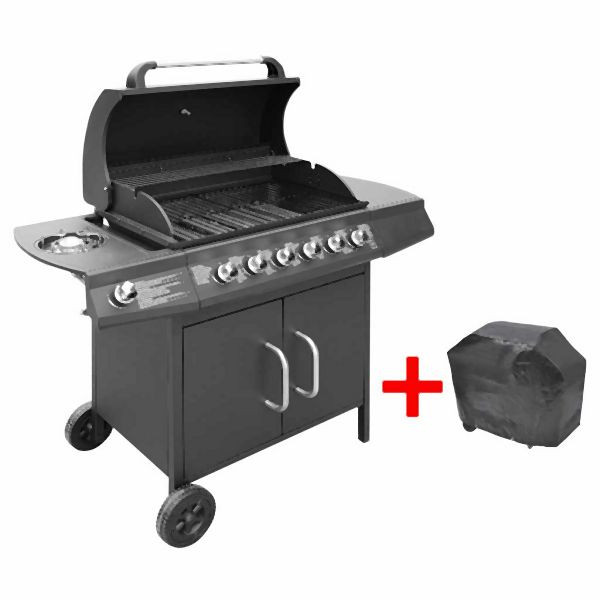 vidaXL Gasgrill 6+1 Flammen Schwarz, 41905, 8718475966418