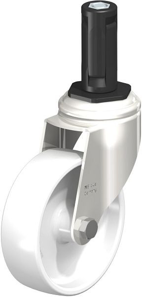 Blickle LKRXA-PO 101G-11-EXR13 Edelstahl-Apparate-Lenkrolle mit Expander, Polyamid, Weiß, 845633