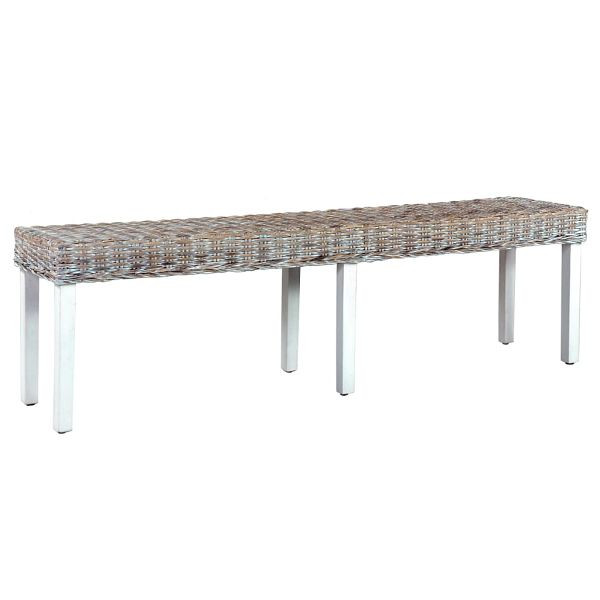 vidaXL Sitzbank 160 cm Weiß Natur Kubu-Rattan und Massivholz Mango, 285792