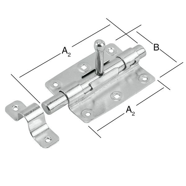 Vormann Bolzen-Schließriegel 135 x 70 mm verzinkt, VE: 6 Stück, 000214140Z