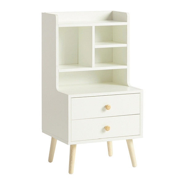 SoBuy Nachttisch mit 2 Schubladen Weiß 43x36x81 cm, Modern, FBT100-W