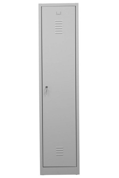 Gürkan Garderobenschrank, 50 x 41,5 x 180 cm, Lichtgrau, EU Zylinderschloss, Trennwand innen fest, WRD/1.1840, 104951