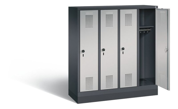 C+P Kindergarten-Spind Evolo, H1300xB1190xT300mm, Farbe: Schwarzgrau / Weißaluminium, 480203-40 S10104