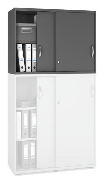 Deskin Schiebetüren-Aufsatzschrank MULTI M pro, Anthrazit, 1000 x 420 x 750 mm, 333267