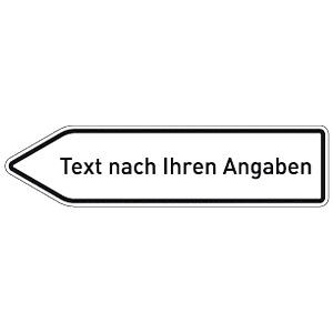 Moedel Pfeilwegweiser weiß mit Text, linksweisend, Aluminium 1,8 mm, lackiert, 1400x350 mm, 100048