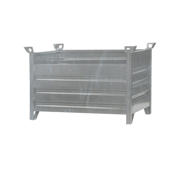 Eichinger Industrie Vollwand-Stapelpalette, 1 Längsseite klappbar, 2000 kg, LxBxH 1200x1000x750 mm, feuerverzinkt, 13161100002000