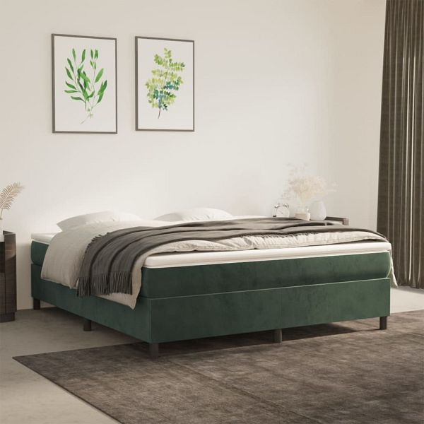 vidaXL Bettgestell Dunkelgrün 180x200 cm Samt, Material: Samt (100% Polyester), Sperrholz, Holzwerkstoff, 3121135