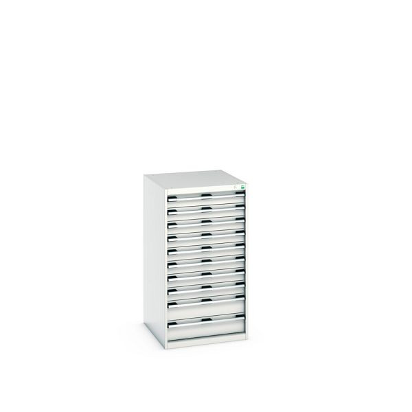 bott cubio Schubladenschrank bestückt, mit 10 Schubladen, BxTxH: 650x750x1200mm, RAL 7035/7035, Lichtgrau, 40027043.16V