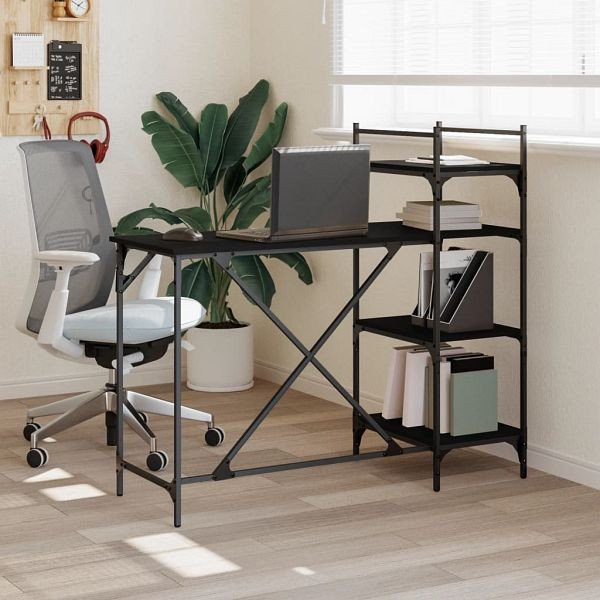 vidaXL Computertisch mit Regal Schwarz 120x47x109 cm, 836213