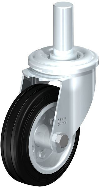 Blickle LEZ-VE 100R Stahlblech-Lenkrolle mit Zapfen, Vollgummi, Schwarz, 576546