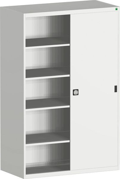 bott cubio Schiebetürenschrank bestückt mit 4 Fachböden BxTxH: 1300 x 650 x 2000 mm, RAL 7035, 40022065.16V