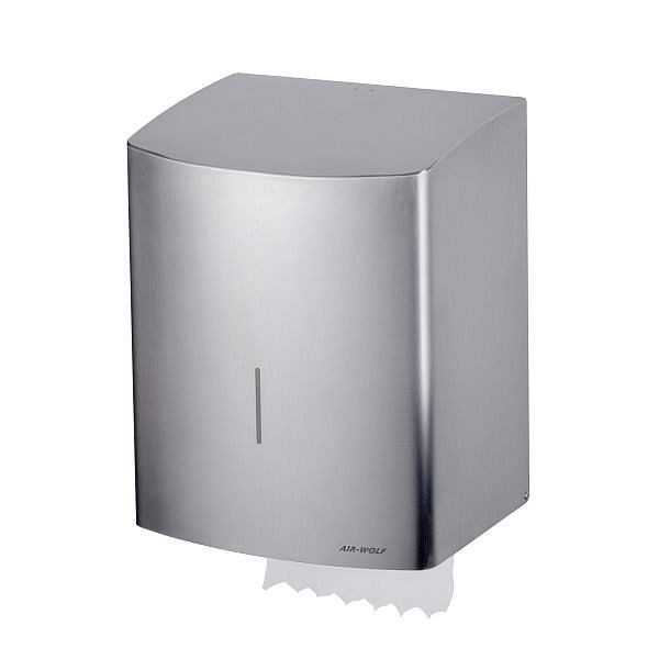 Air Wolf Rollenhandtuchspender selbstschneidend, Serie Alpha, H x B x T: 383 x 306 x 236 mm, Edelstahl gebürstet, 60-152