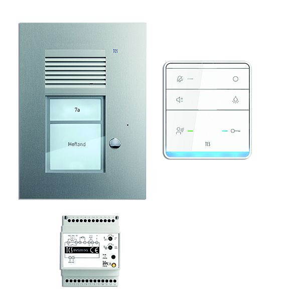 TCS Türkontrollsystem audio:pack AP für 1 Wohneinheit, mit Außenstation PUK 1 Klingeltaste, 1x Freisprecher ISW5010, Steuergerät BVS20, PSU2310-0000