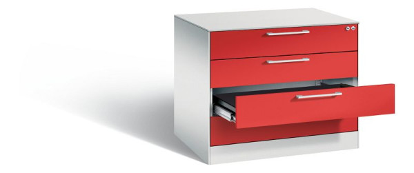 C+P Karteischrank Asisto, H710xB800xT600mm, Farbe: Lichtgrau / feuerrot, Bügelgriff, 146273-424 S10022