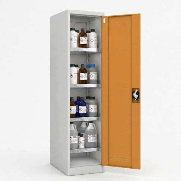 Jan Nowak Turmförmiger BHP-Chemikalienschrank, Grau-Gelb, 500x1850x400 mm, PETER, 2311