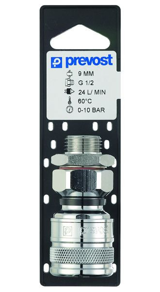 Prevost Kupplung mit vollem Durchgang, Außengewinde, AG BSPP= G 3/4, VE: 5 Stück, ELS 090154