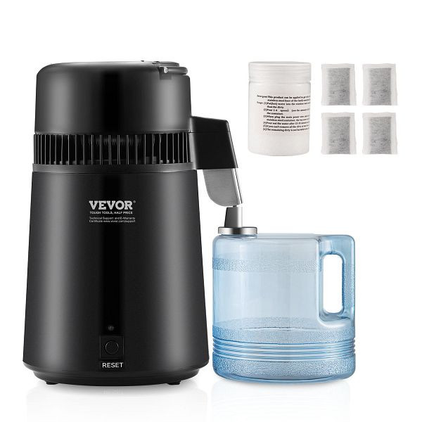 VEVOR Wasser Destilliergerät Distiller Edelstahl Wasserdestilliere 4L Schwarz, BXGZLSJXB4LDCQHM3V2