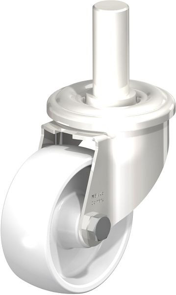 Blickle LEXZ-PO 80G Edelstahl-Lenkrolle mit Zapfen, Polyamid, Weiß, 621433